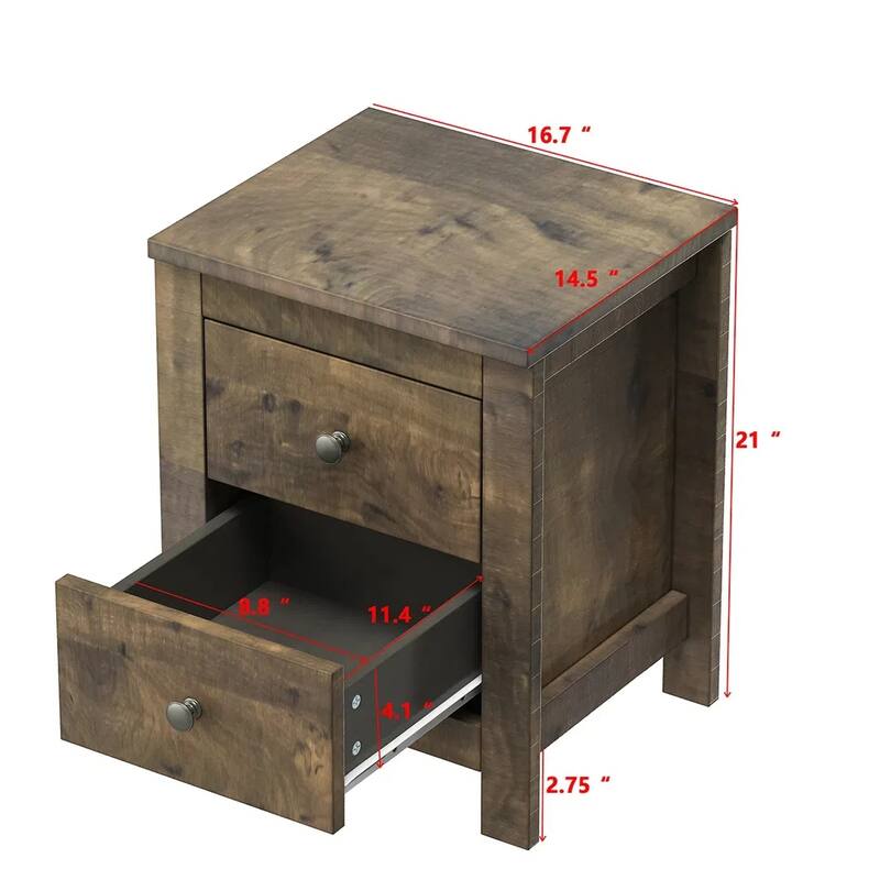 Farmhouse Wooden Nightstand Set of 2