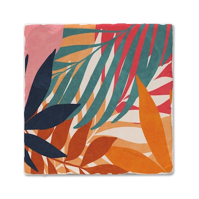 Flower Show 4-Pack Tumbled Tile Stone Coasters with Protective Cork Backing Manufactured in The USA