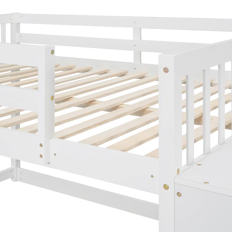 Space-Saving Full Bunk Bed with 4 Drawers, 3 Shelves, and Sturdy Ladder