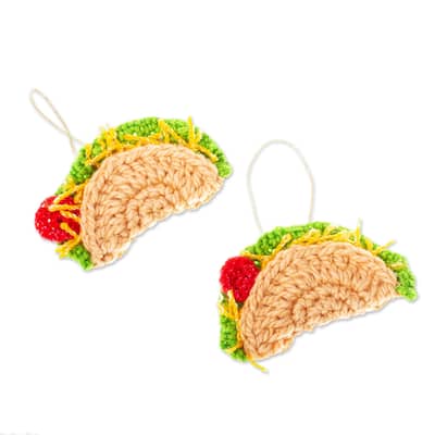 Novica Handmade Tacos For Christmas Crocheted Ornaments (Pair)