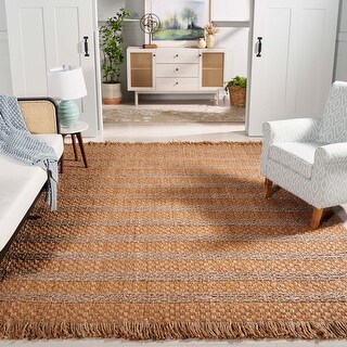 SAFAVIEH Handmade Natural Fiber Reinlinde Farmhouse Tassel Fringe Jute Rug
