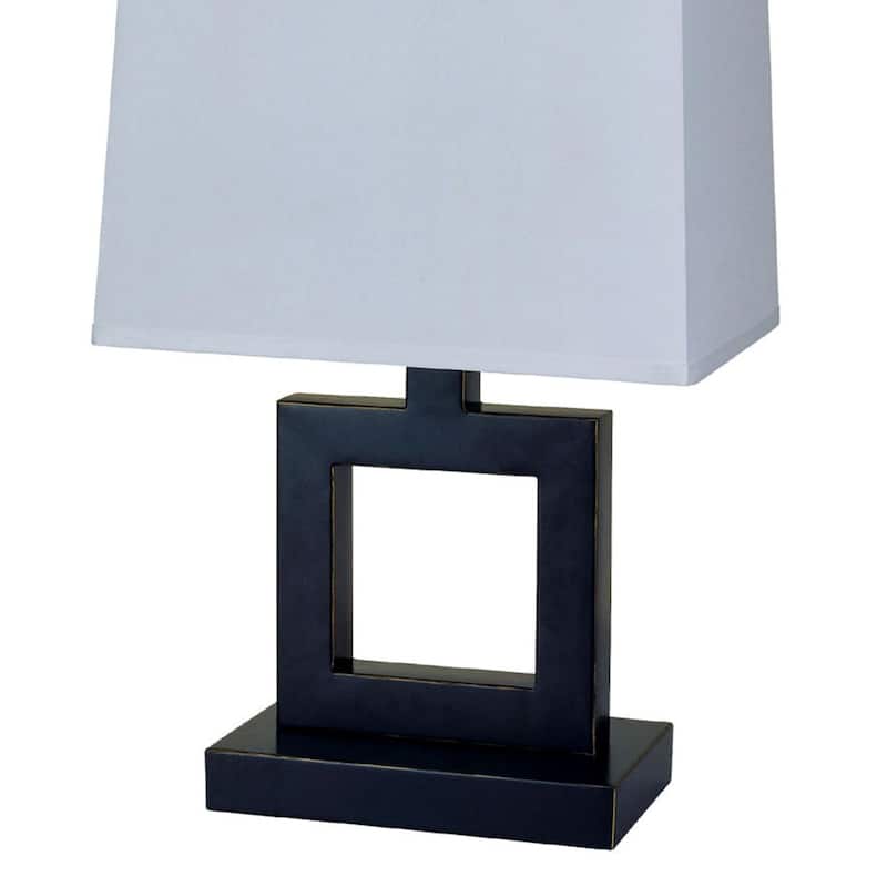 22" Tall Metal Table Lamp w/ Dark Bronze finish, Square design, White Shade