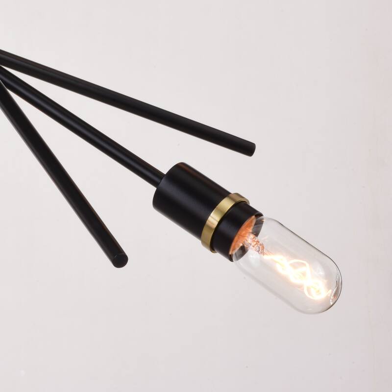 Halsted Black and Satin Brass Mid-Century Modern Sputnik Pendant Light