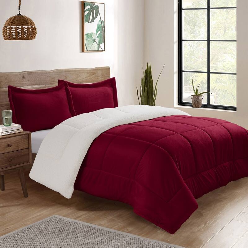 Swift Home Reversible Micromink and Sherpa Down Alternative Bedding Comforter Set