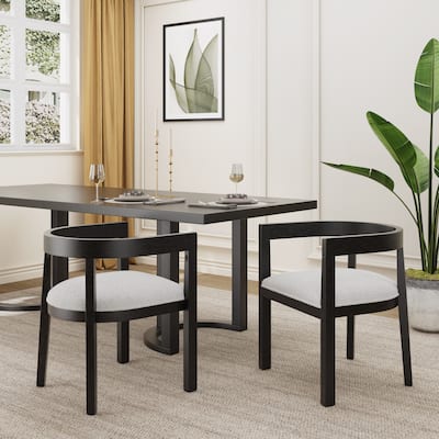 Ladieu Fabric and Wood Tub Dining Chairs （Set of 2）by Christopher Knight Home