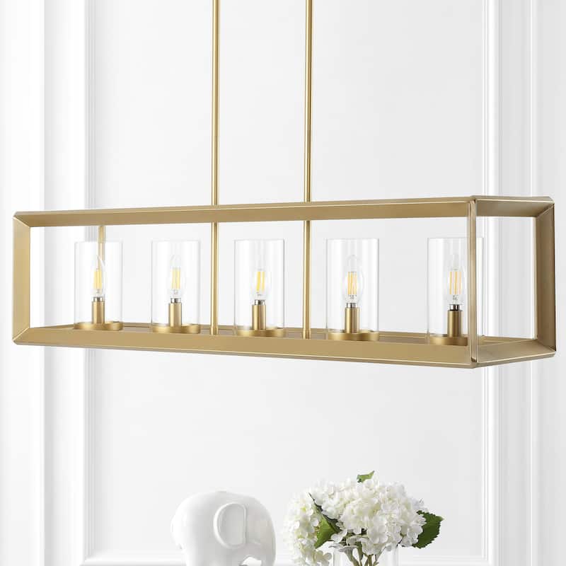 Anna Linear Metal/Glass LED Pendant, Oil Rubbed Bronze by JONATHAN Y