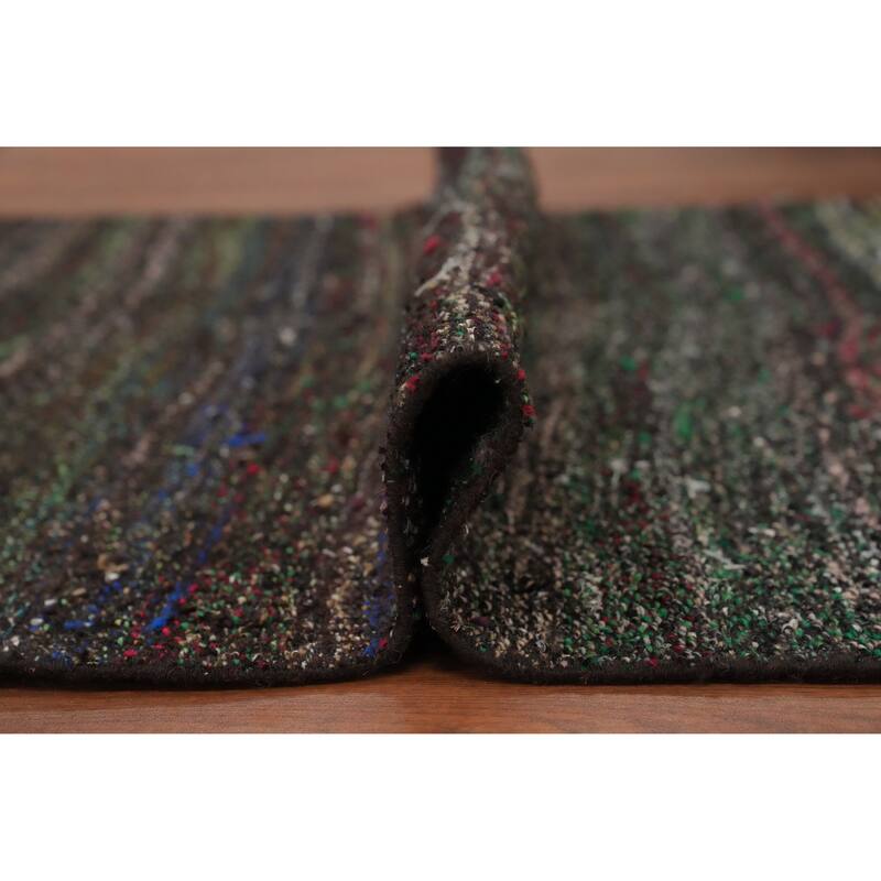 Hand Woven Oriental 100% Wool Carpet Modern Tribal Multi-Colored Kilim Runner Rug - 11' 2'' X 2' 8''
