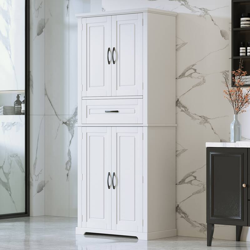 Bathroom Cabinet Clothes Cabinet with Adjustable Rack, Storage Cabinet Floor Cabinet with Soft-Close Hinges