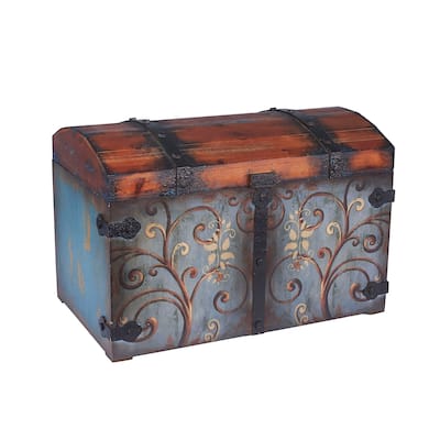 Decorative Trunk with Metal Accents and Lid with Latch - 14.5"L x 23.5"W x 16.0"H