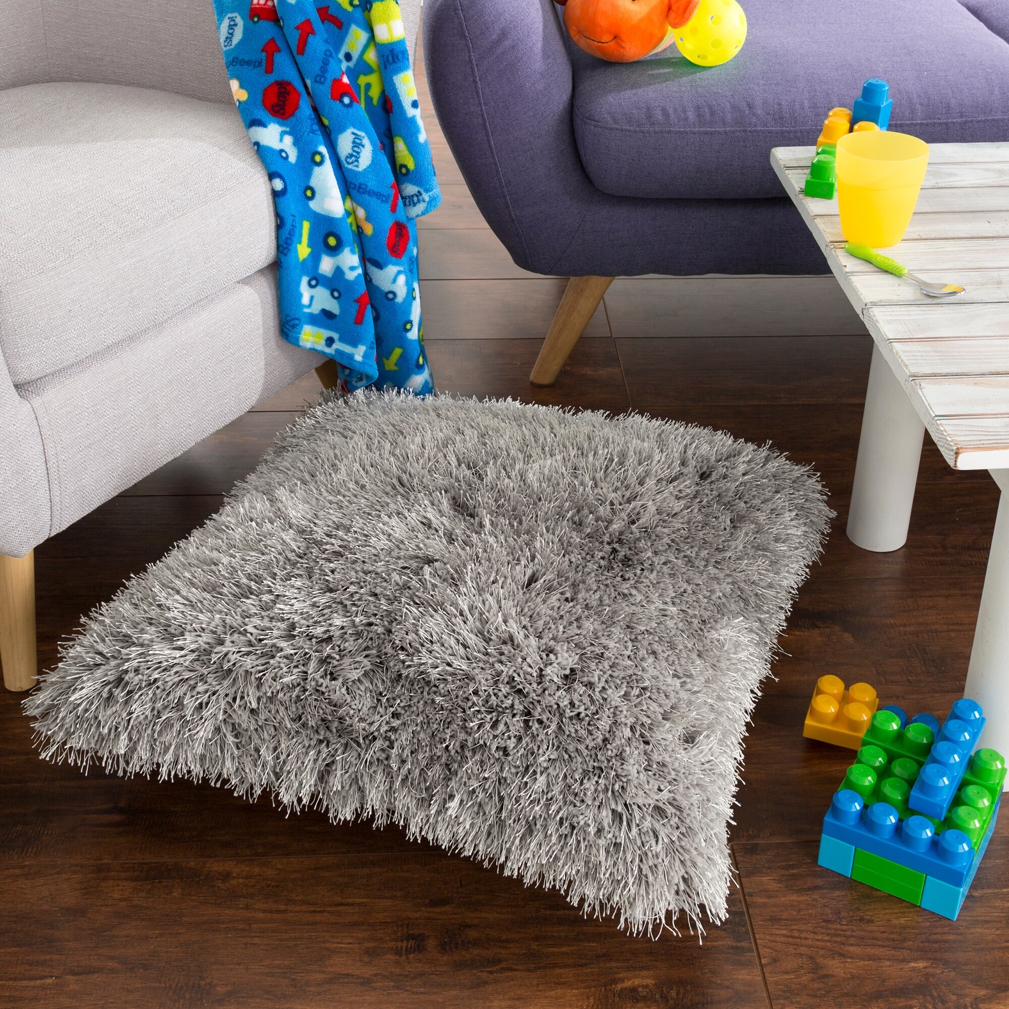 Oversized shaggy shop pillow