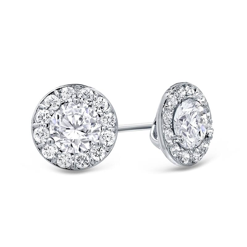 Auriya 14k Gold 1ctw Round Halo Diamond Stud Earrings - White