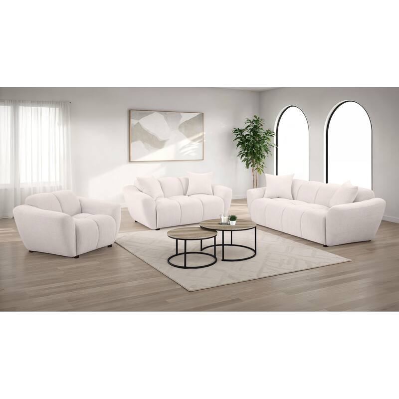 Destino Chenille Splayed Arm Sofa Set Greige