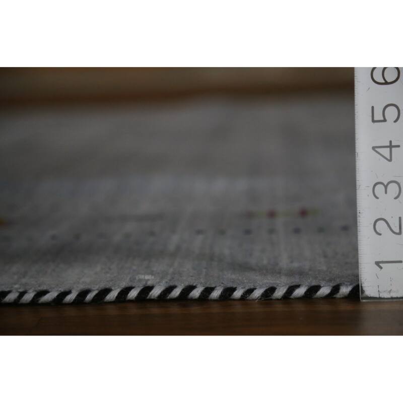 Hand Knotted Oriental 100% Wool Carpet Tribal Tribal Greys & Charcoal Gabbeh Area Rug - 9' 10'' X 7' 11''