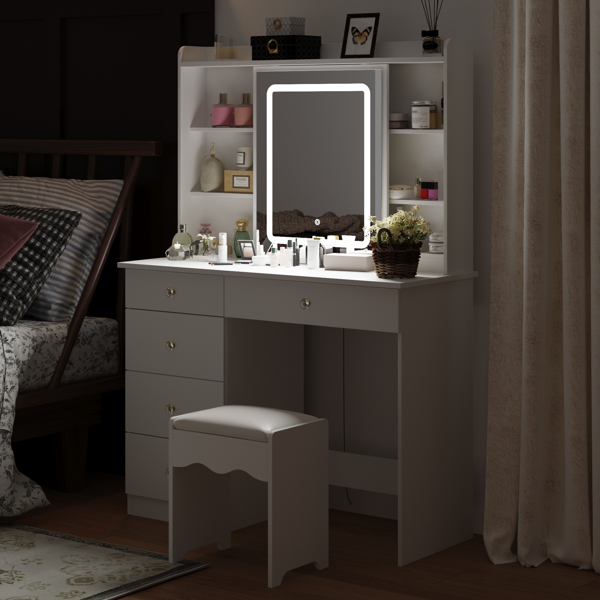 modern white dresser with mirror Caraway 6-drawer Dresser with Mirror White Best Price Furniture & Mattress