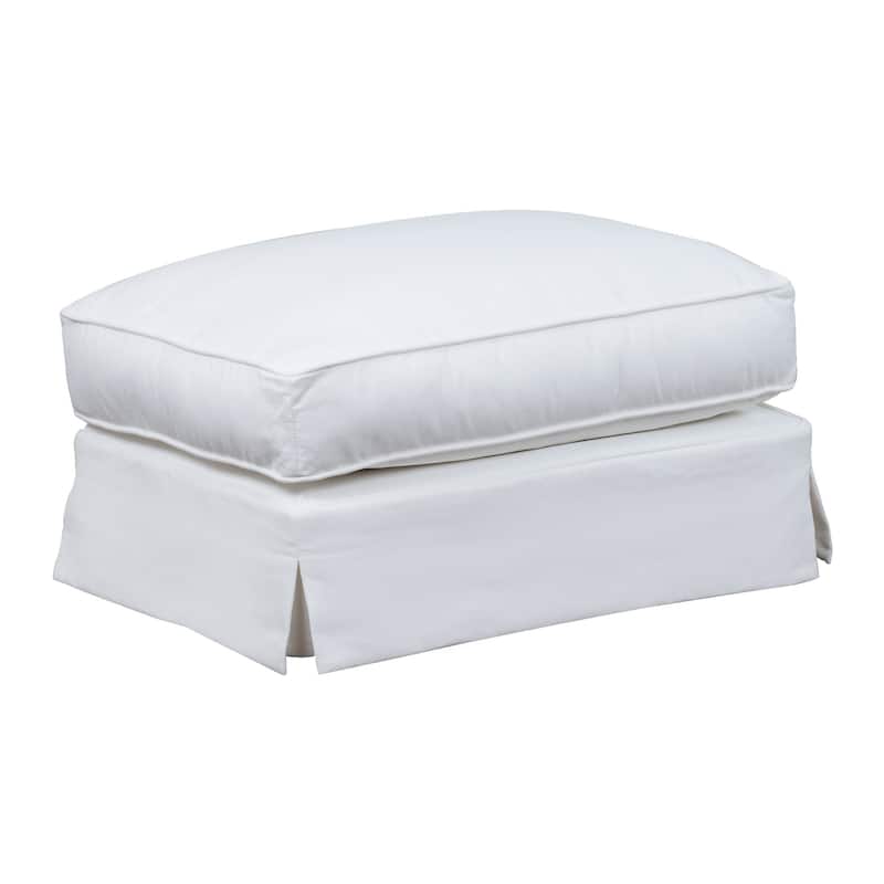 32" White Performance Fabric Slipcover Ottoman