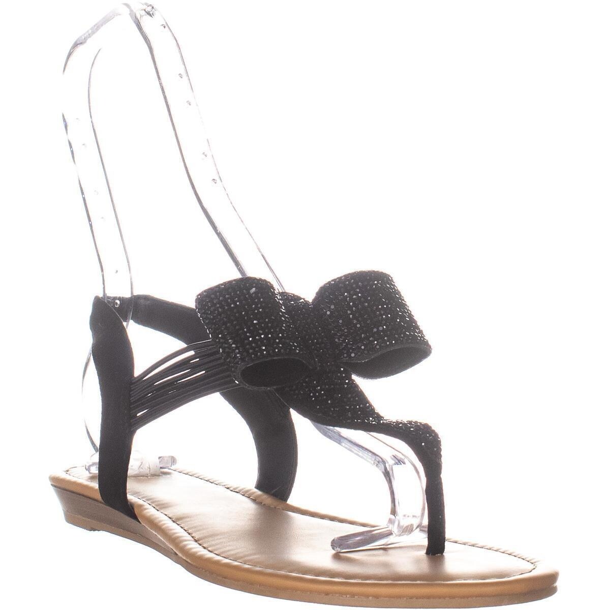 black bling flat sandals