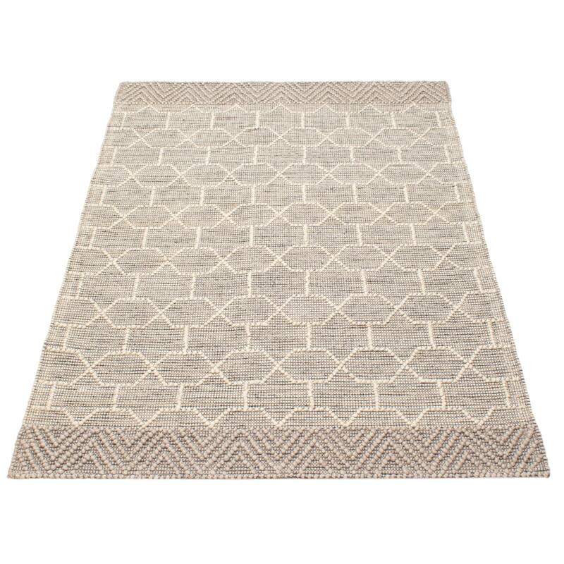 ECARPETGALLERY Braid weave Sienna Grey Wool Rug - 4'11 x 7'9