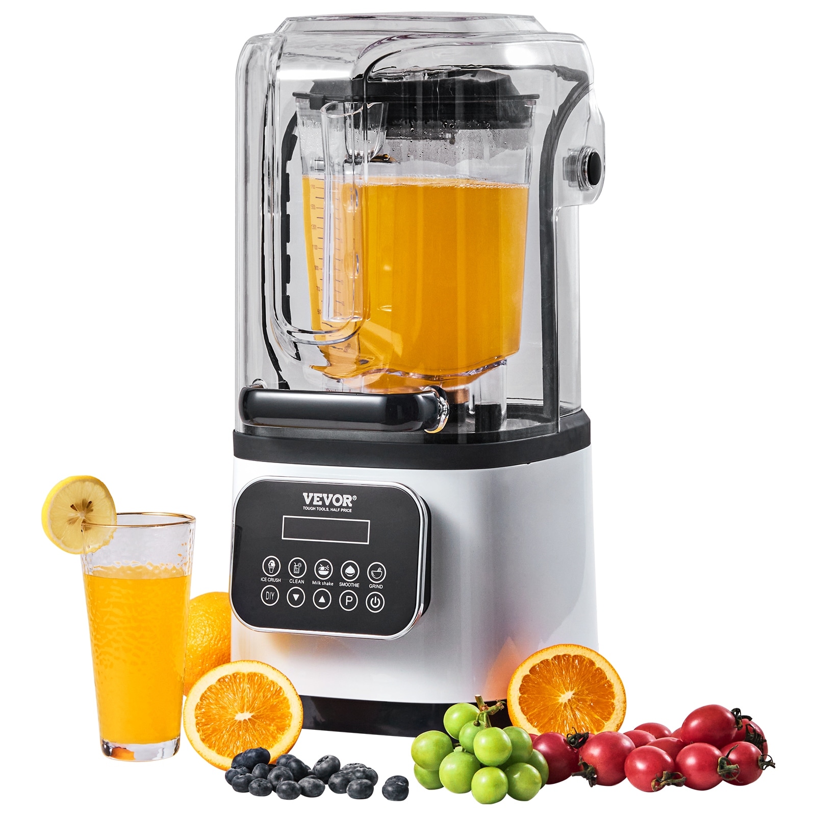 VEVOR 68oz Shielded Blender Stainless 9 Speed & 5 Functions for Smoothies Black & White