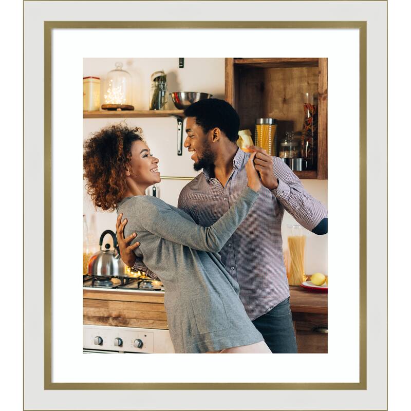 Eva Black Silver Narrow Framed Picture Frame, Photo Frame - 20x24 Matted to 16x20 - Eva White Gold Narrow