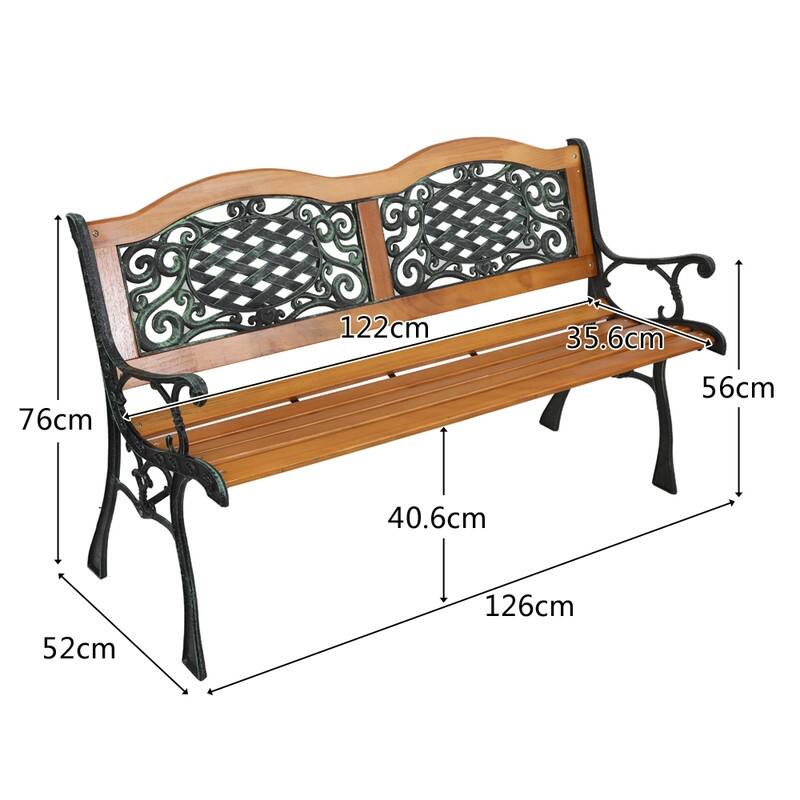 49" Outdoor Patio Park Chair Furniture Garden Bench Iron Frame