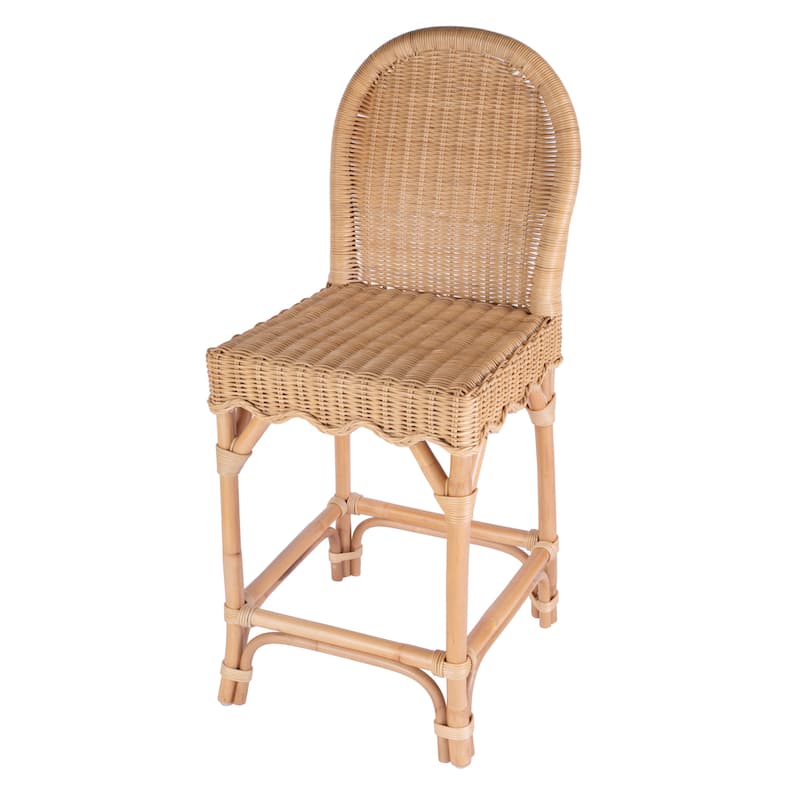 Flora Rattan 24" Scalloped Edge Counter Stool
