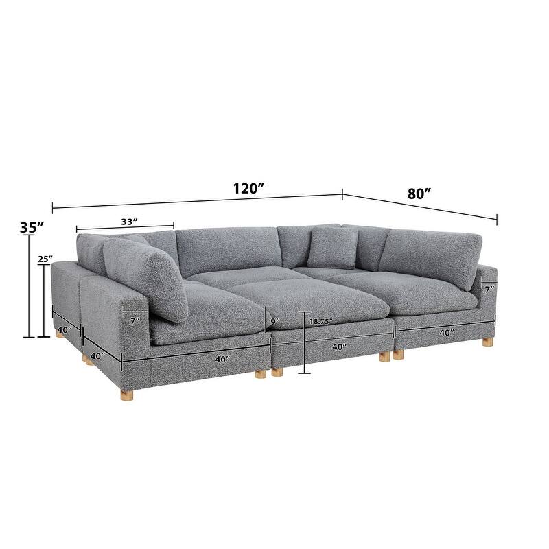 Best Quality Furniture 4-Piece Sectional Boucle Fabric