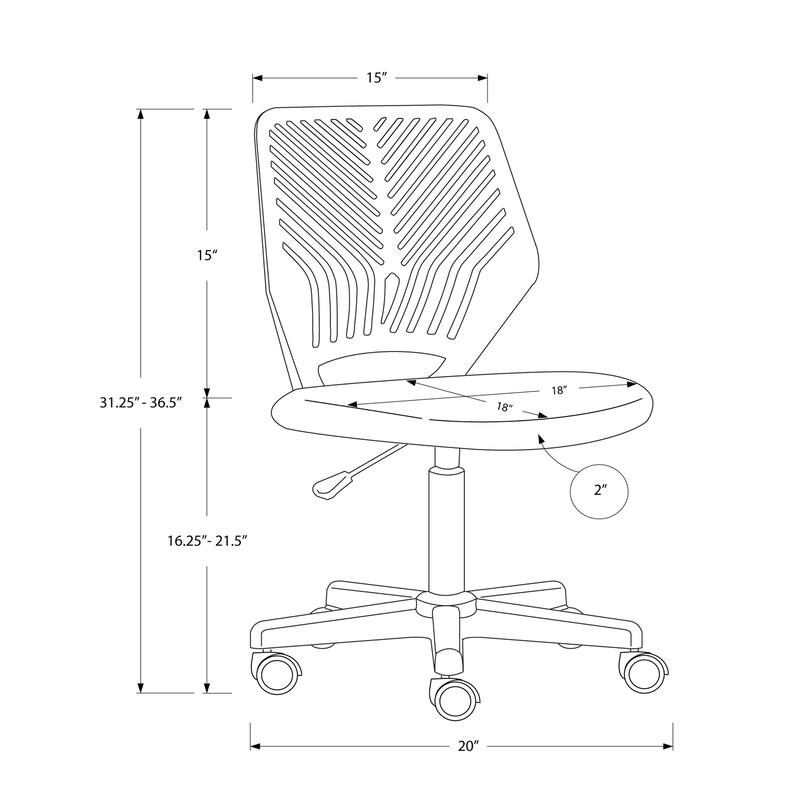 Adjustable White Juvenile Office Chair with Ergonomic Back, Padded Seat, Swivel Base and Rolling Casters