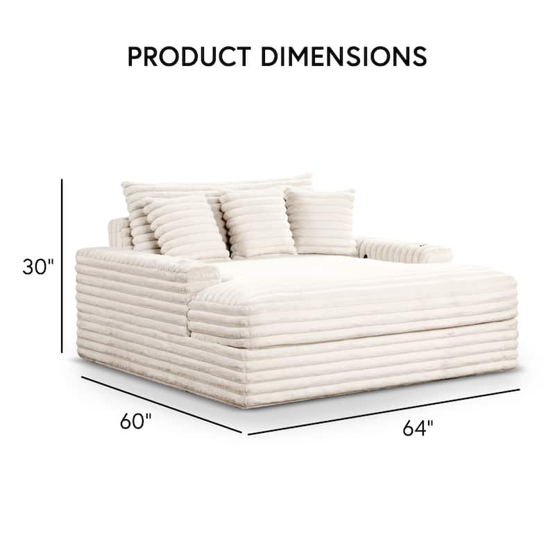 Furniture of America Venden Modern Chenille Padded 2-Seater Chaise Loveseat with USB Charger and Cup Holders