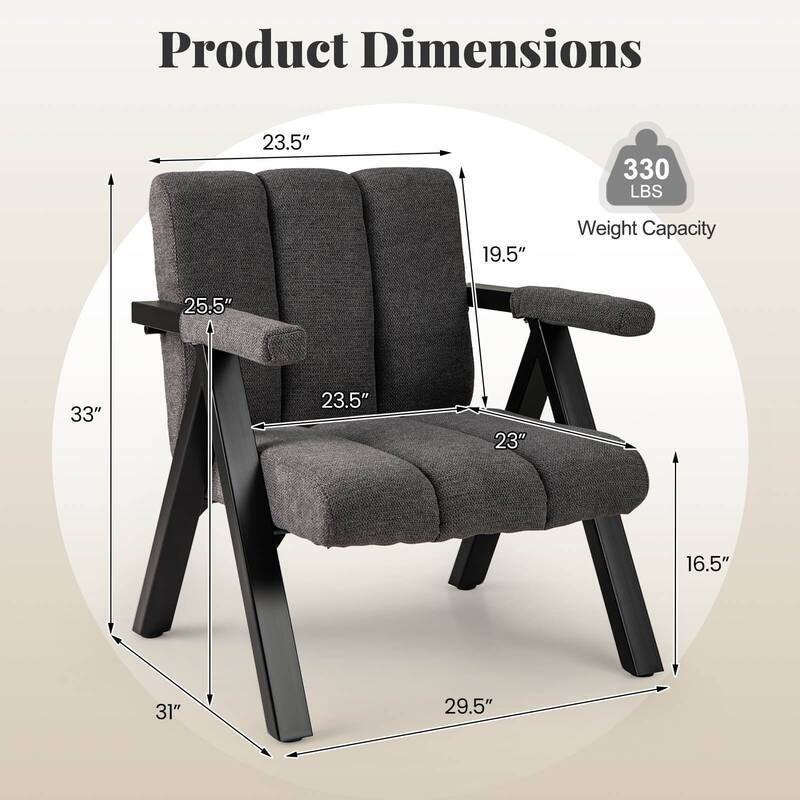 Costway 1/2 PCS Oversized Accent Chair with Metal Frame & Armrests - See Details