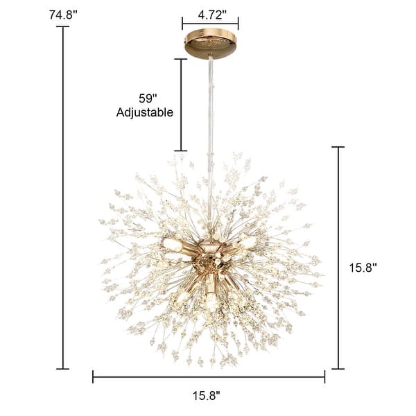 dimension image slide 4 of 5, 8/9/12/16-Light Modern Linear Sputnik Firework Dandelion Crystal Chandelier