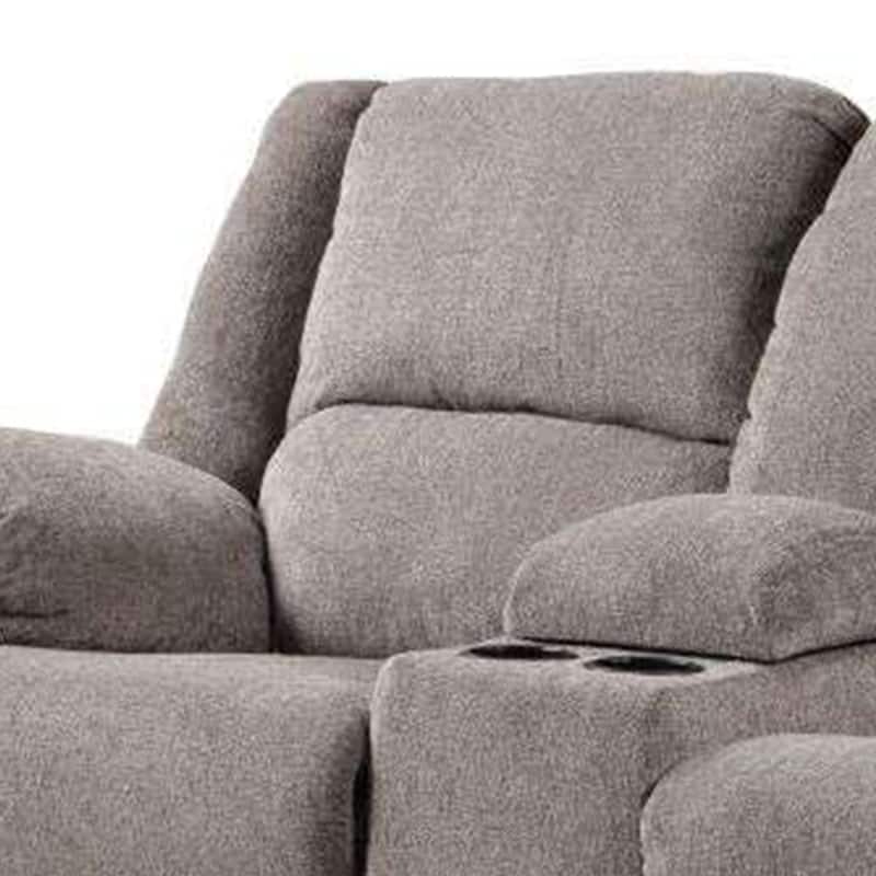 Cem Manual Reclining Loveseat, Pillow Tufted, Mocha Gray Chenille
