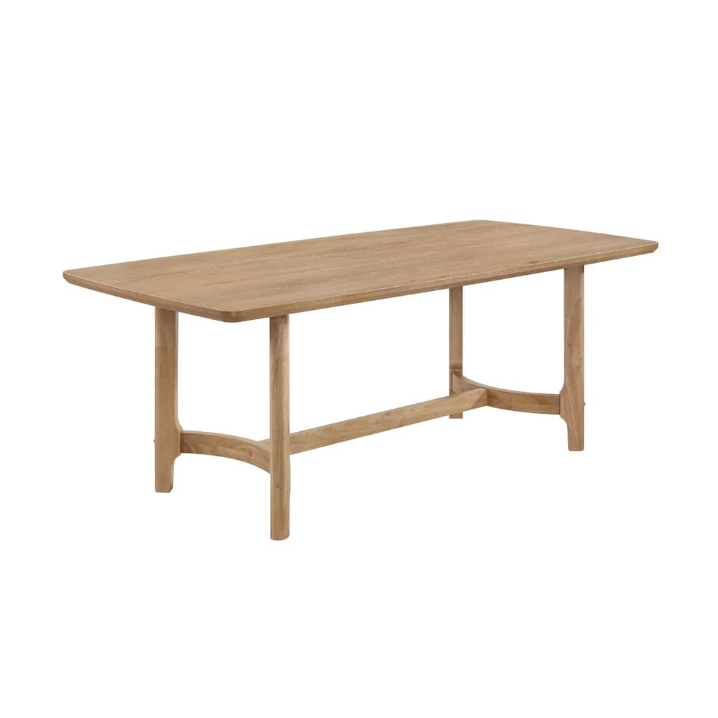 Aruk Dining Table, 79 Inch Brown Wood Tabletop, Rounded Edges - Powder Brown