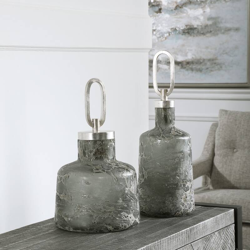 Uttermost Storm Art Glass Bottles (Set of 2)