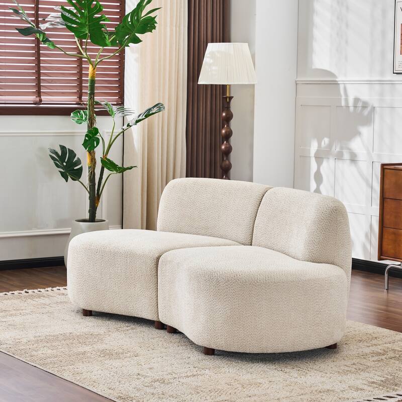 Christopher Knight Home - Cloud Moderne Upholstered Curved Modular Sectional Sofa Boucle Armless 74-Inch