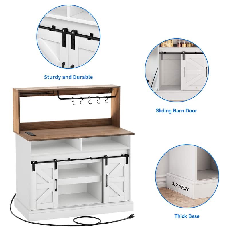 Moasis Farmhouse Coffee Bar Cabinet - 15.1"D x 47.2"W x 51.5"H