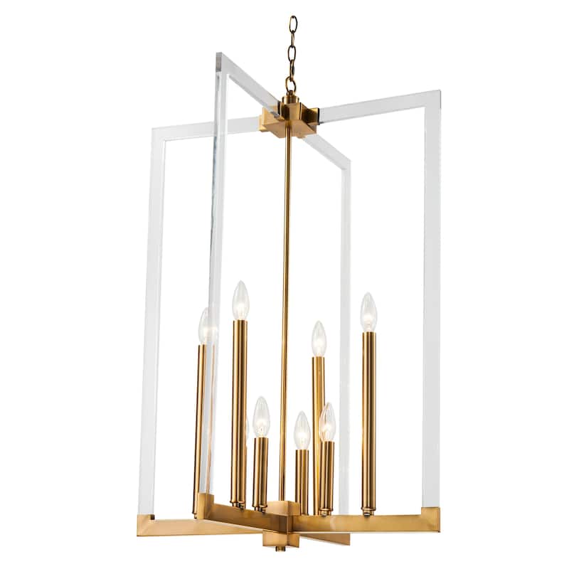 8 Light Bronze Iron Pendant Lighting with Clear Acrylic Arms