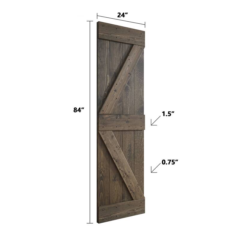 Coast Sequoia 24in x 84in K Series Pine Wood Sliding Barn Door With Hardware Kit