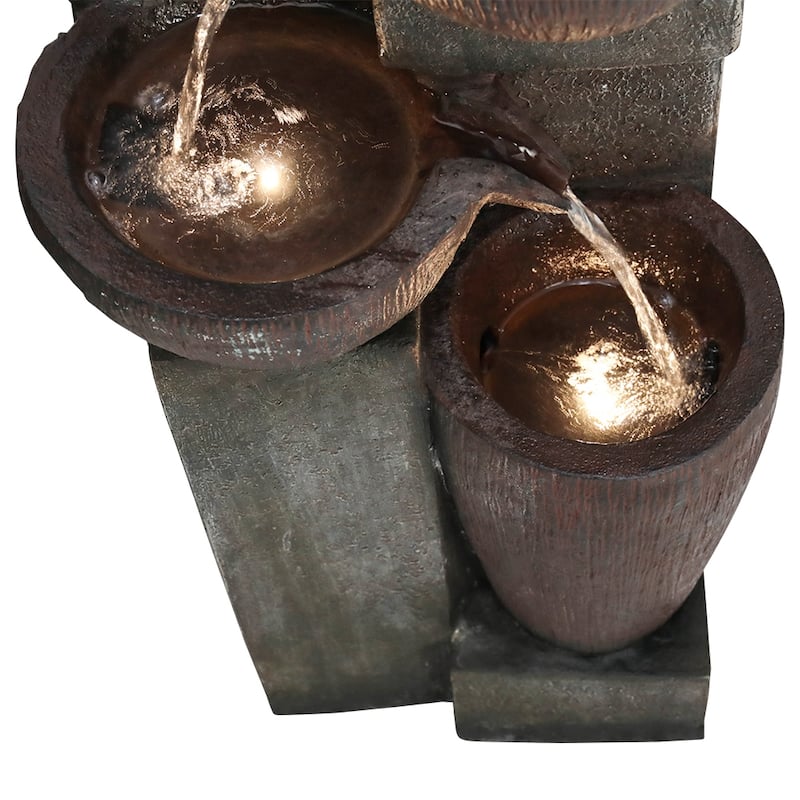39.7in High Outdoor Water Fountain with LED Lights for Home Art Decor