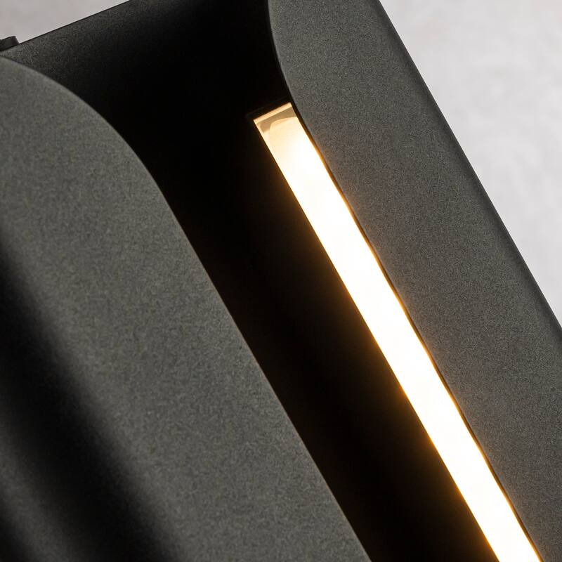 Matte Black 24W Integrated LED AWall Sconce with Acrylic Shade Modern Simplicity Outdoor Wall Light with Dusk to Dawn Sensor