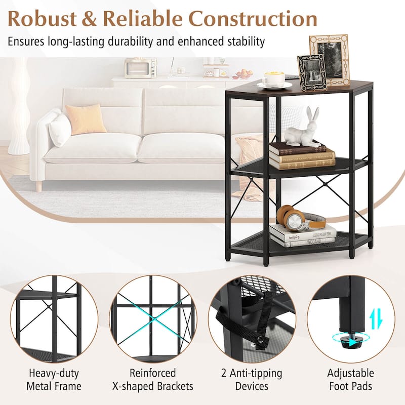 Costway Corner Printer Stand with Charging Station Adjustable Metal - See Details