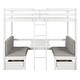 preview thumbnail 16 of 18, White Twin Solid Wood Loft Bed with Desk, Drawers, Guardrails, and Cushions