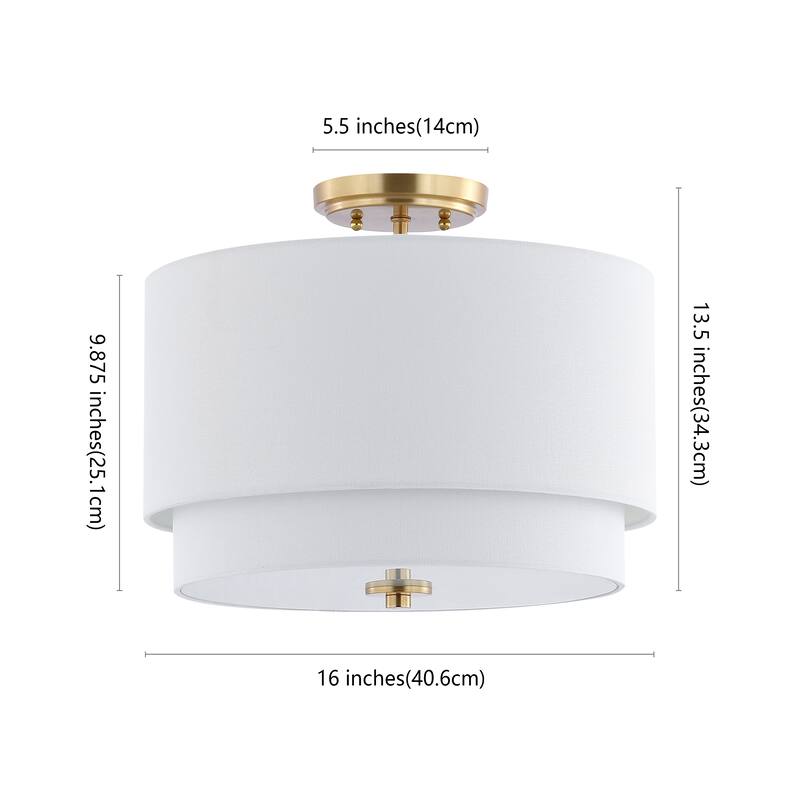 SAFAVIEH Lighting Stacia Flush Mount - 16" W x 10" D x 16" H - Gold Base/White - 16Wx10Dx16H