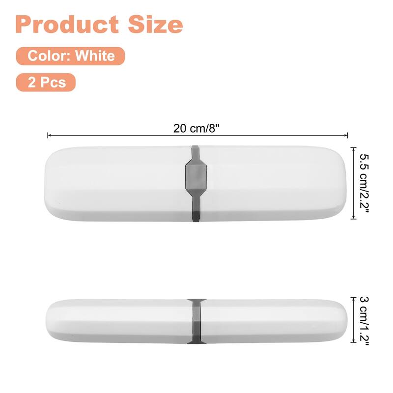2pcs Travel Toothbrush Case Transparent Portable Toothbrush Holder - White