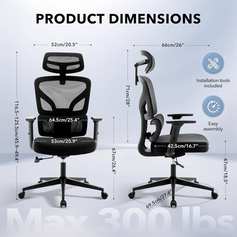 Ergonomic Office High-Back Computer Gaming Chair for Home, Office, Rolling Swivel