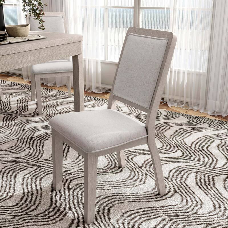 Furniture of America Billet Modern Natural Oak Wood Upholstered Side Chair (Set of 2)