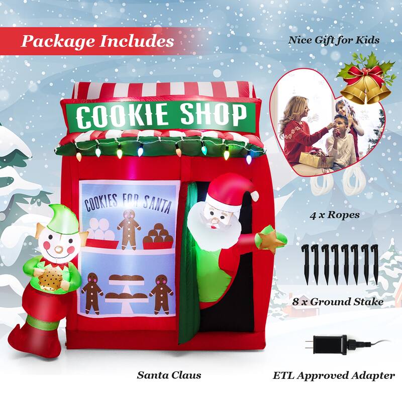 Gymax 6.3FT Self Inflatable Santa Claus Cookie Shop Christmas - See Details