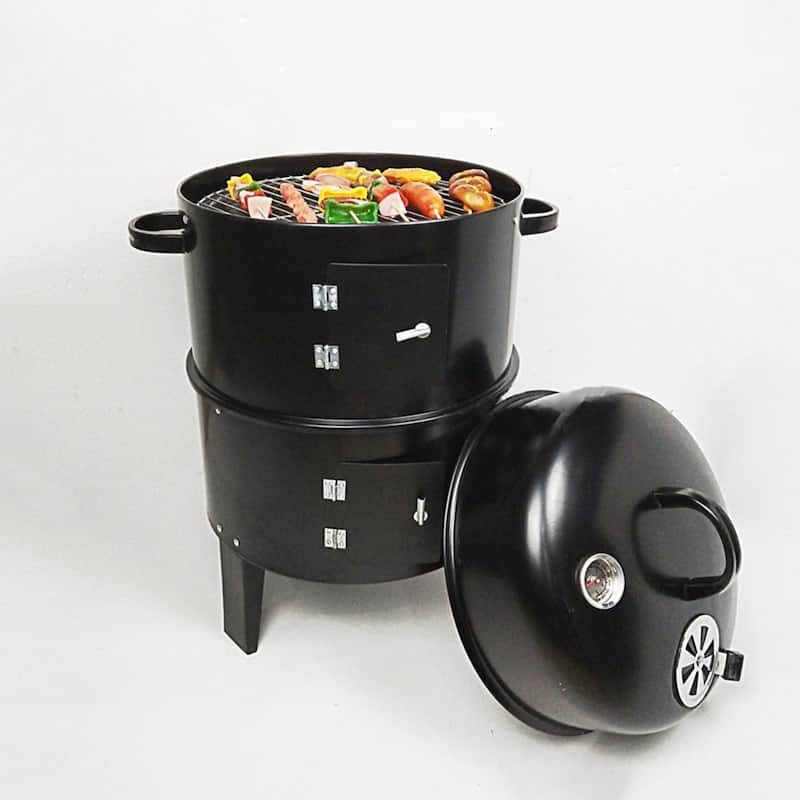 Outdoor Double-layer Grill Charcoal Braising Smoking Stove