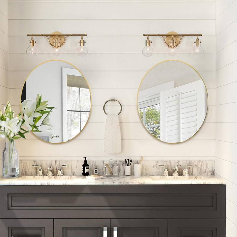 Carson Carrington Modern 2/3/4-Light Gold Bathroom Vanity Lights Glass Wall Sconces