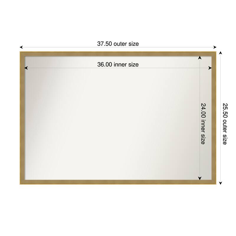 Incline Non-Beveled Wood Framed Bathroom Vanity Wall Mirror - 38 x 26 in - Incline Dark Gold
