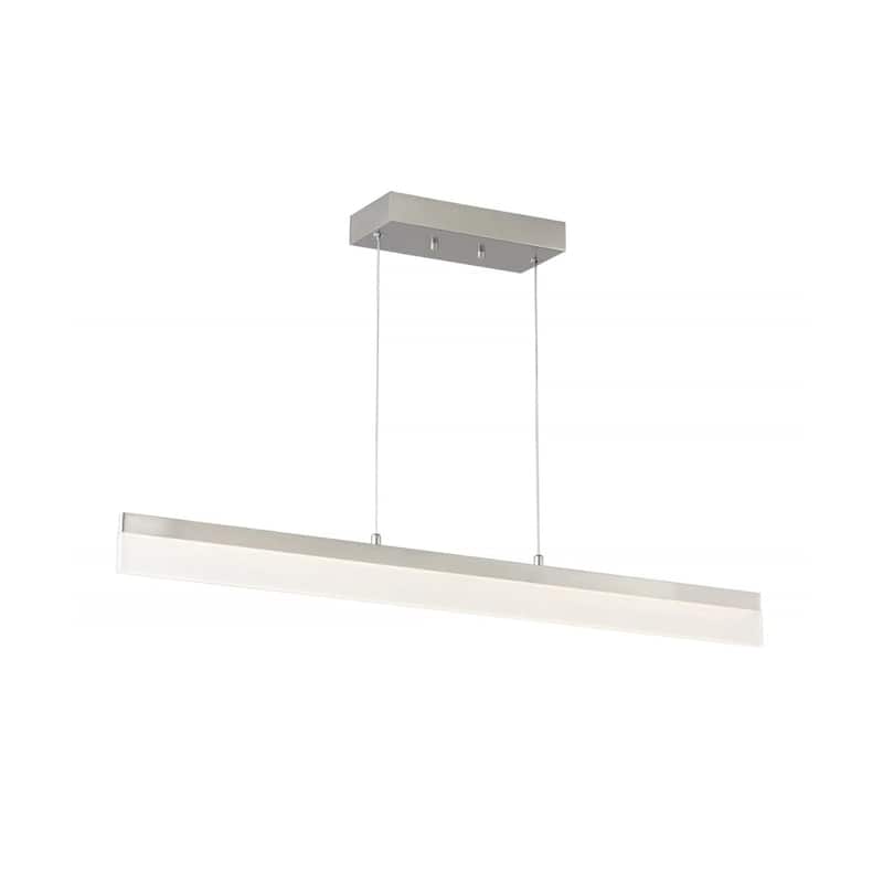 36"w 1-Light Linear Bar Ribbon LED Kitchen Island Light Brushed Nickel Finish Acrylic Shade - Brushed Nickel